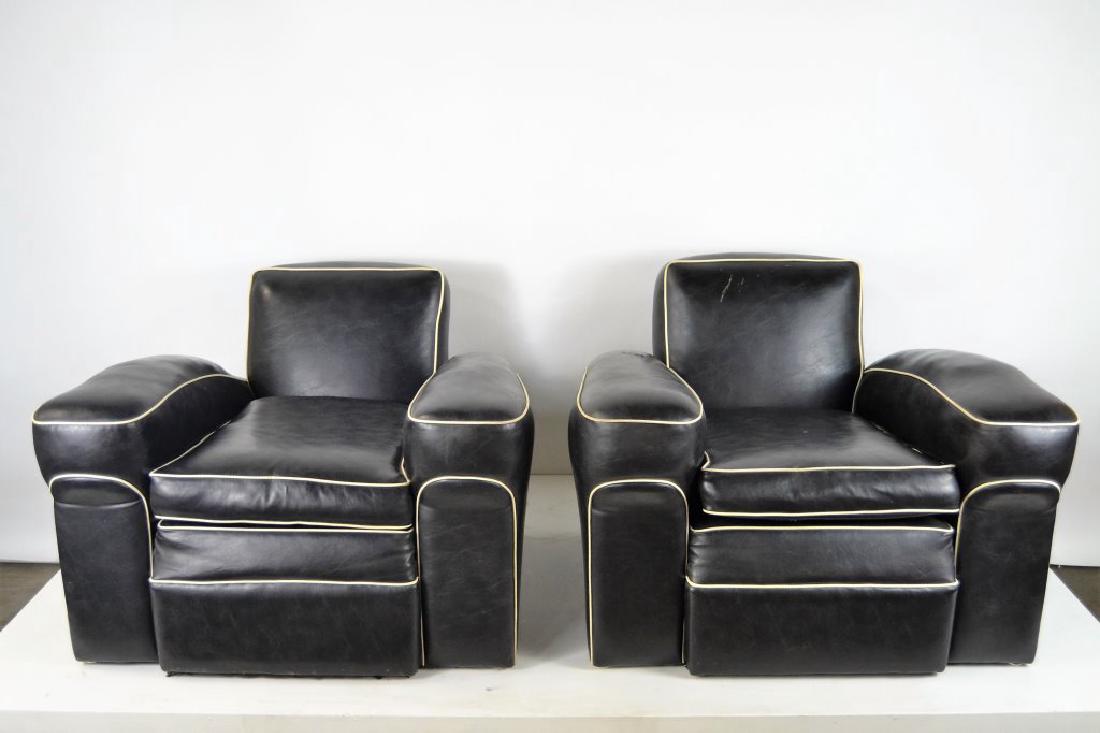 Jacques Adnet Black Leather Club Chairs (1 of 4)