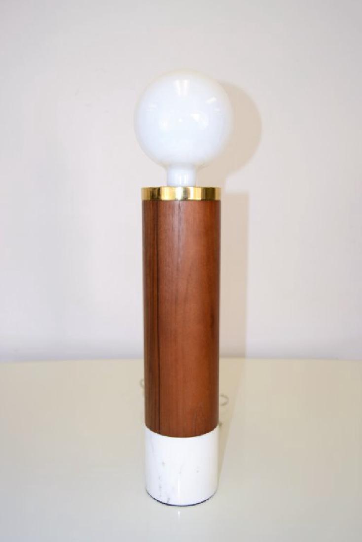 Modernist Marble & Walnut Cylinder Lamp (1 of 4)