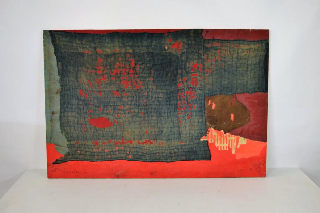 Ernst Van Leyden Large "Blue Square" Collage Painting (1 of 8)