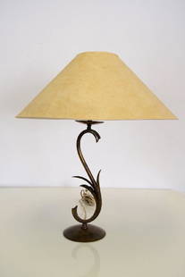 Hans Grag Brass Table Lamp - Signed: 23.25 in H with Shade - Base 15 in H - 6 in W