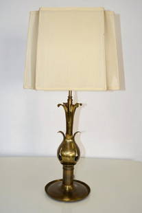 Hans Grag Brass Lamp: 32 in H Overall - Base 18 in H - 8.75 in Base