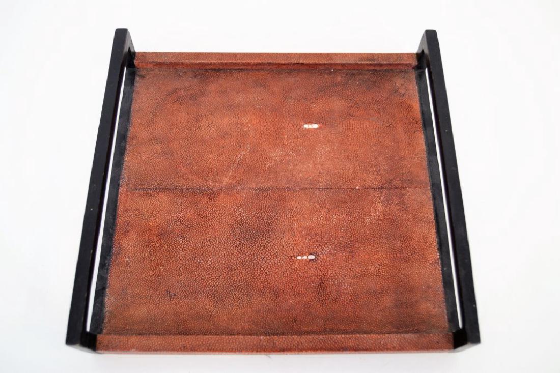 R&Y Augousti Shagreen Tray - Paris: 12 in X 11.25 in - 2.25 in H
