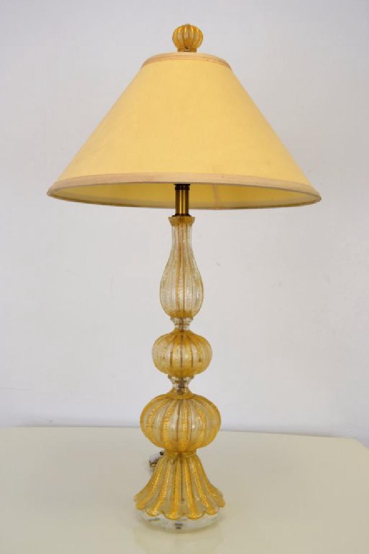 Barovier & Toso Lobed Table Lamp: 37 in H Overall - Lamp Base 23 in H - 7 in Wide at Base