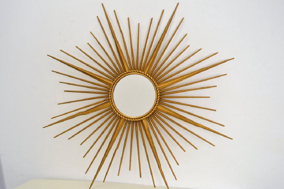 Chaty Of Vallauris Gilded Starburst Mirror: French 1940's 28 in Round