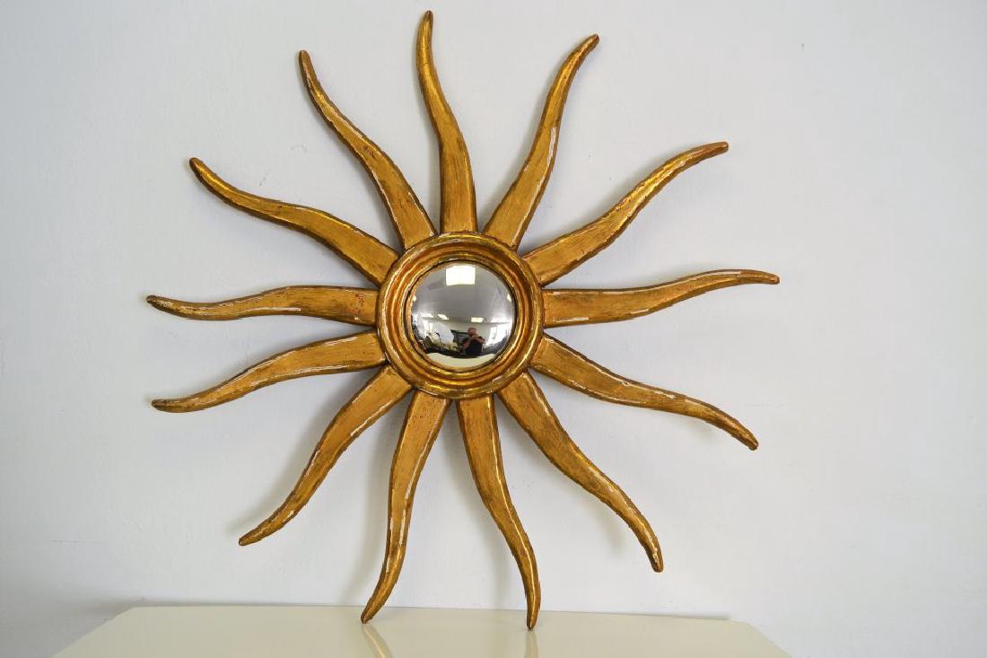 Large Italian 19th Century Gilded Wood Sunburst Mirror (1 of 10)