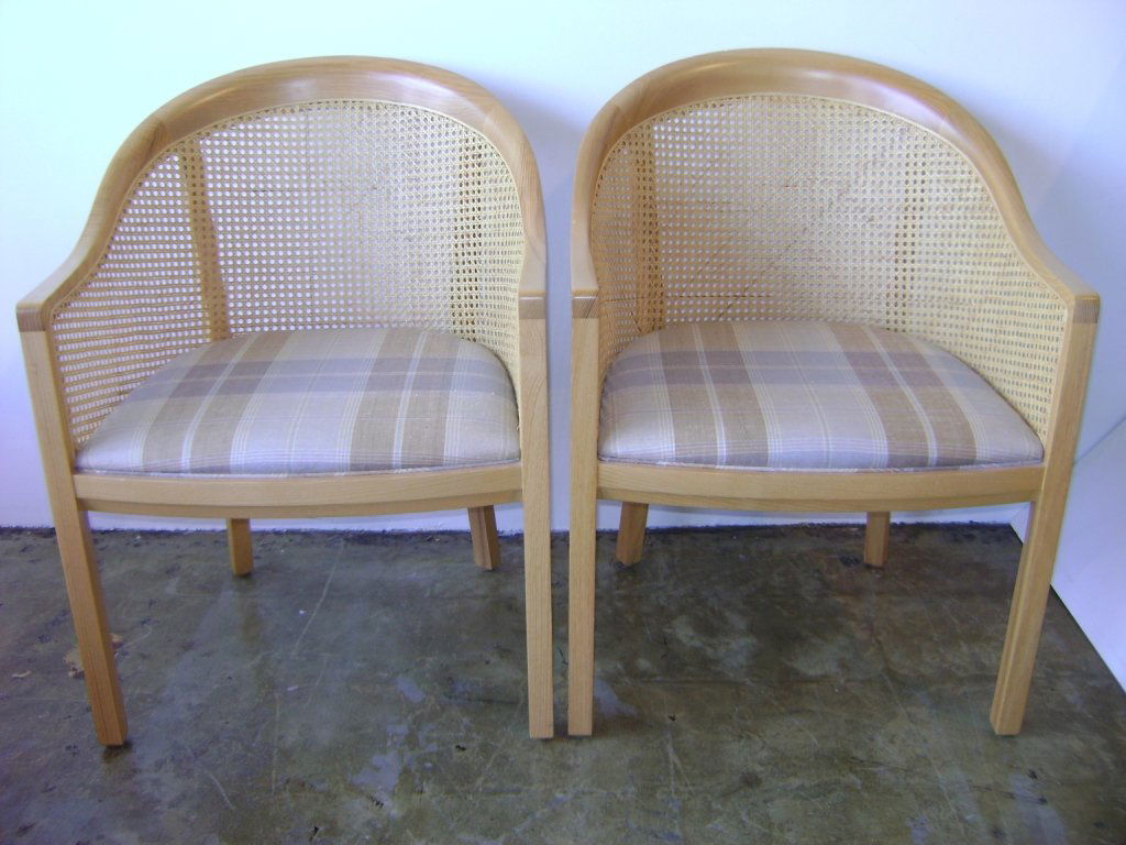 Ward Bennett Cane Back Chairs: A beautiful pair of chairs, signed.
