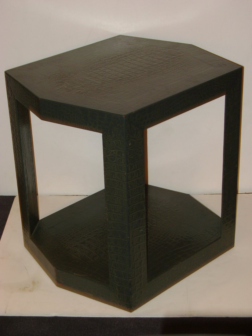 Karl Springer Faux Alligator Side Table: Another nice signed example