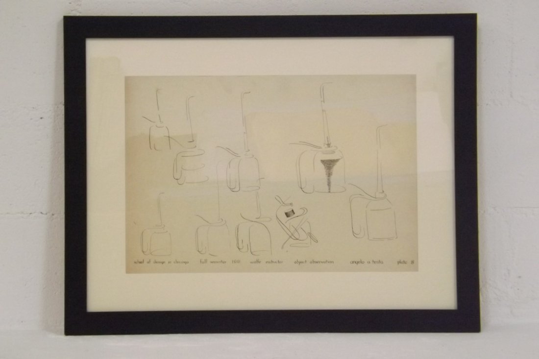 Angelo Testa "Object Observation" Drawing 1941: From his Early days in school. Completely unique.