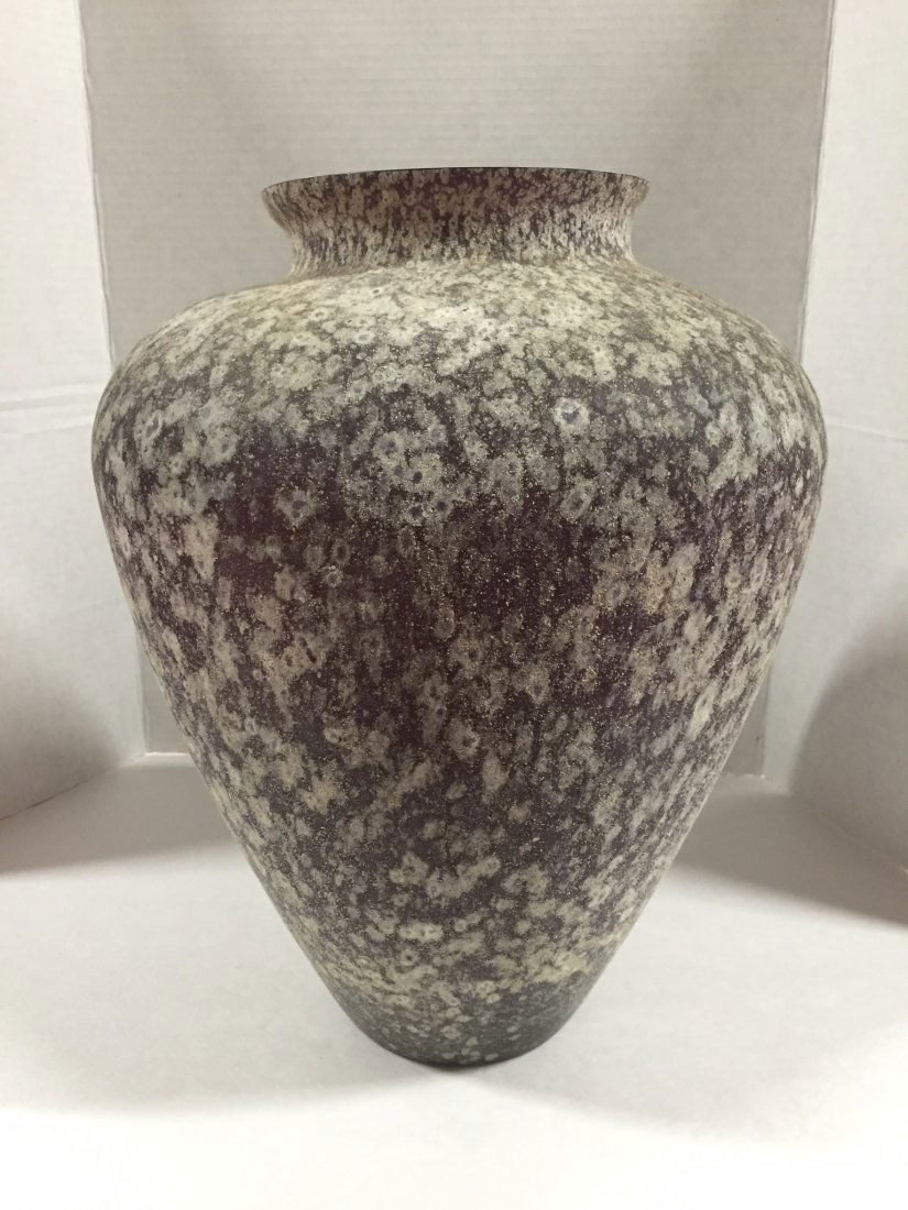 Karl Springer Large Scavo Glass Vase: Signed.