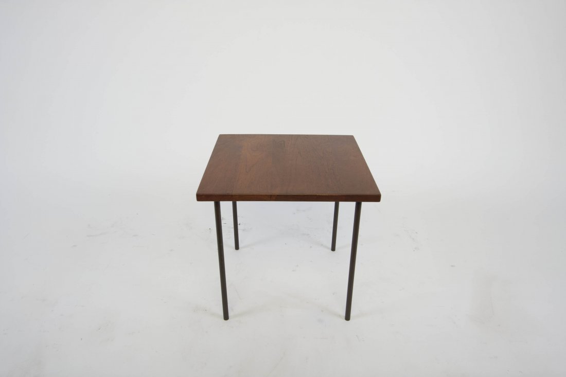 Hans Wegner Style Side Table: Teak with brass legs