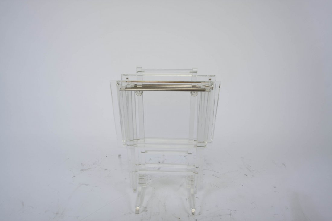 Charles Hollis Jones Style Snack Tables: Lucite.