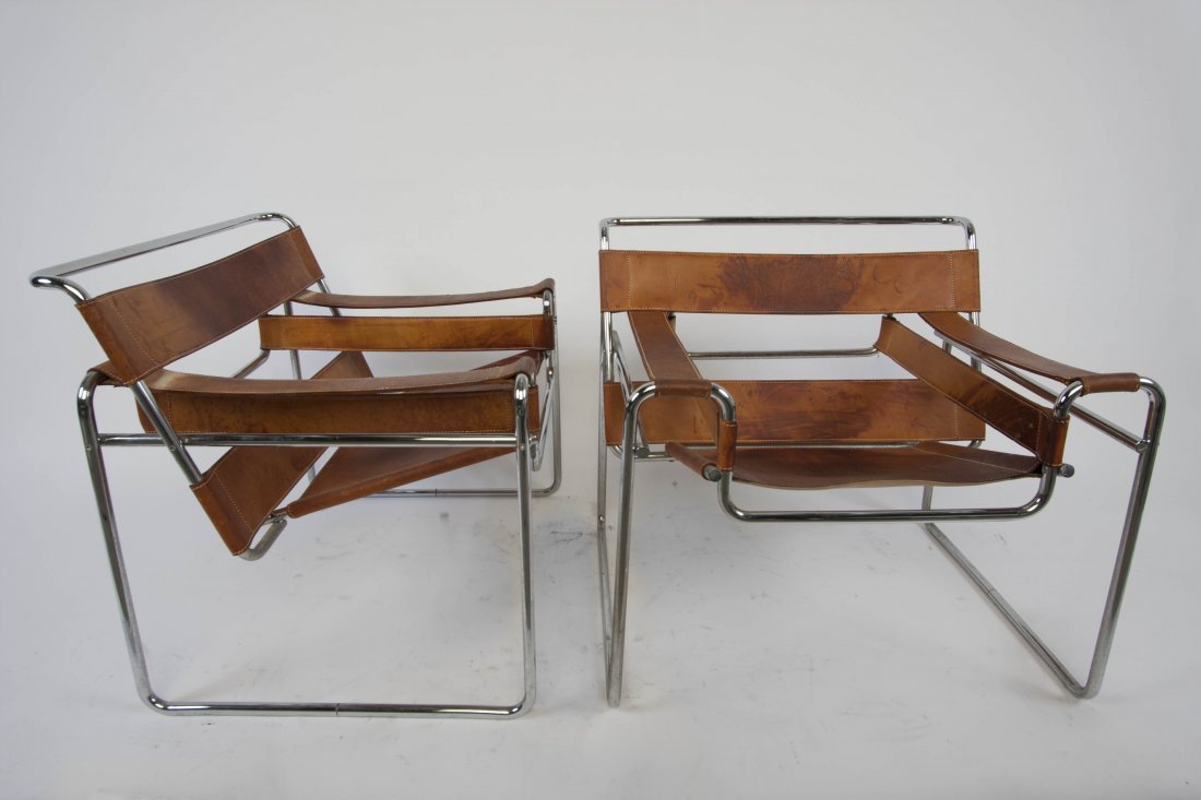 Marcel Breuer "Wassily"Chairs in Great Leather: Great patina.