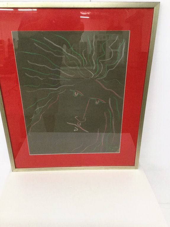 Jean Cocteau Pastel on Paper Red Matte (1 of 4)