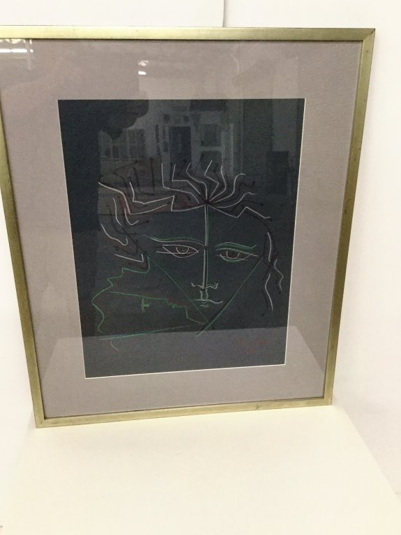 Jean Cocteau Pastel on Paper Lavender Matte (1 of 3)