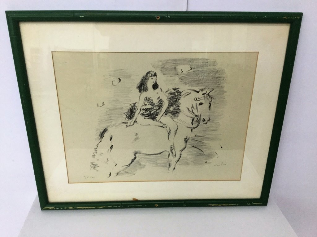 Marcel Vertes "Girl on Horse" Pencil Signed (1 of 5)
