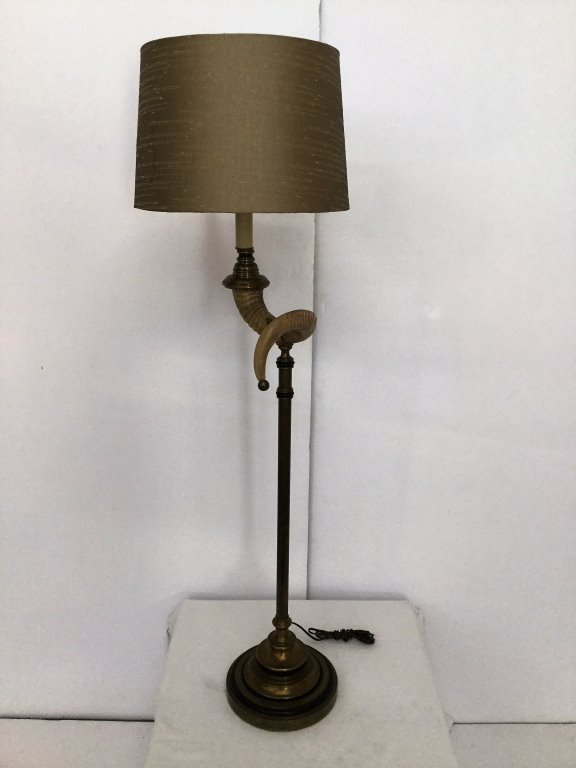 Chapman Brass Floor Lamp with Faux Horn (1 of 7)