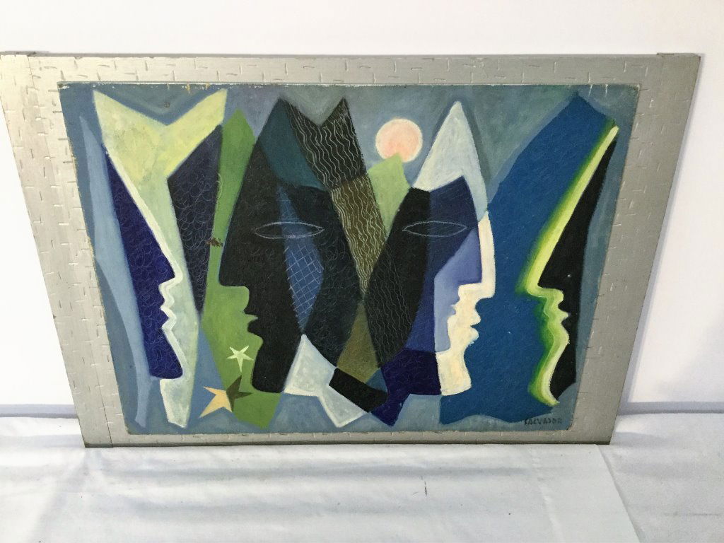 Salvador Teran Acrylic Abstract Painting on Board (1 of 4)