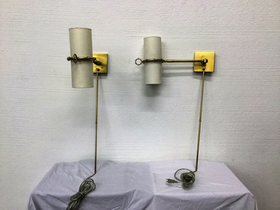 Pair Brass Wall Mounted Swing Arm Sconces (1 of 7)