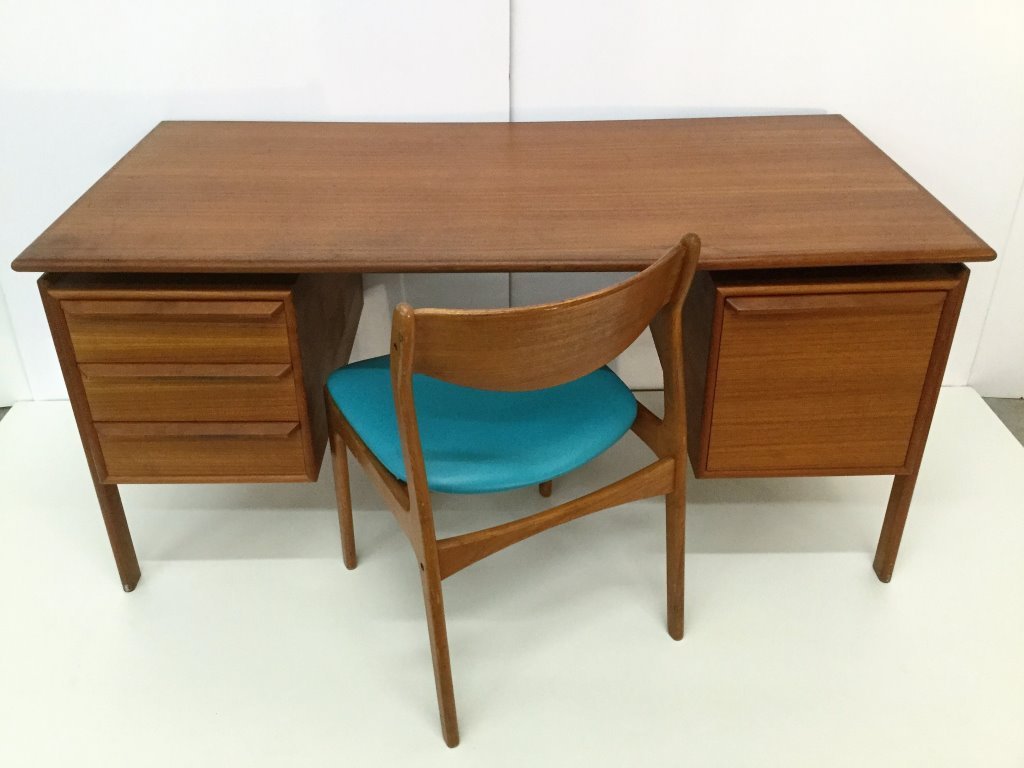 Danish Teak Double Pedestal Desk With Chair (1 of 10)