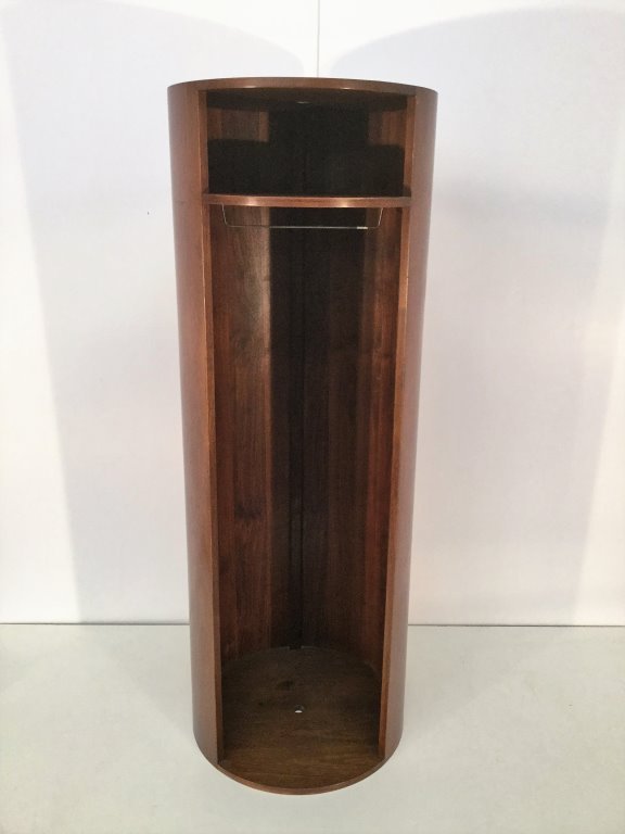 Italian Cylindrical Wood Wardrobe: 12 Round 68H (Keywords Search): Eames, Noguchi, Nakashima, Crespi, Maison Jansen, Karl Springer, Tommi Parzinger, Billy Haines, Dorothy Draper, Charles Hollis Jones, Hollywood Regency, Mid Century Mod