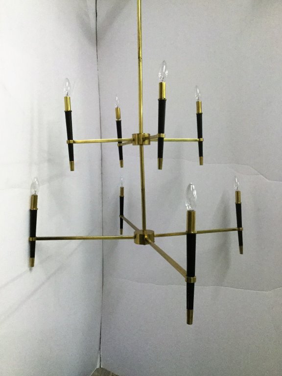 Italian Brass Chandelier: (Keywords Search): Eames, Noguchi, Nakashima, Crespi, Maison Jansen, Karl Springer, Tommi Parzinger, Billy Haines, Dorothy Draper, Charles Hollis Jones, Hollywood Regency, Mid Century Modern,
