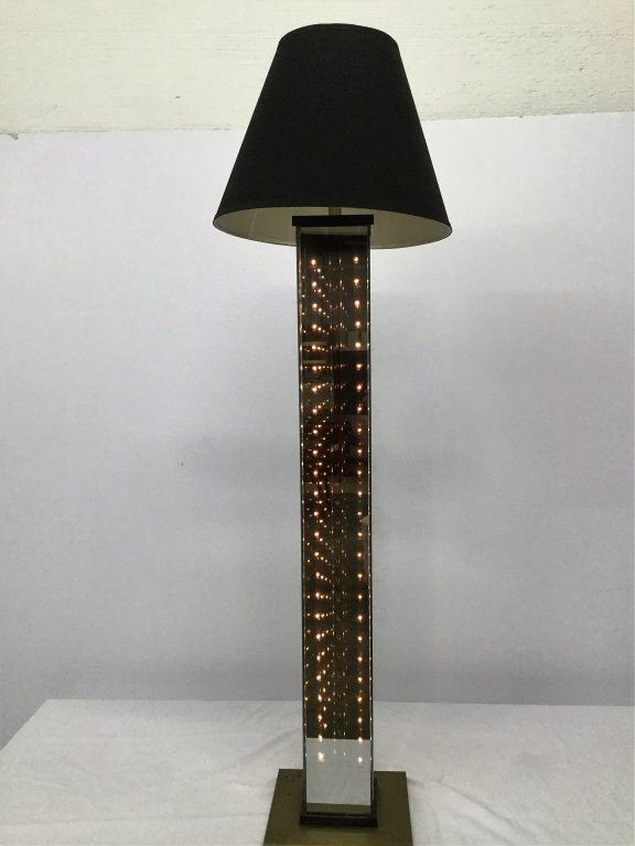 "Infinity" Floor Lamp with Brass Base: (Keywords Search): Eames, Noguchi, Nakashima, Crespi, Maison Jansen, Karl Springer, Tommi Parzinger, Billy Haines, Dorothy Draper, Charles Hollis Jones, Hollywood Regency, Mid Century Modern,