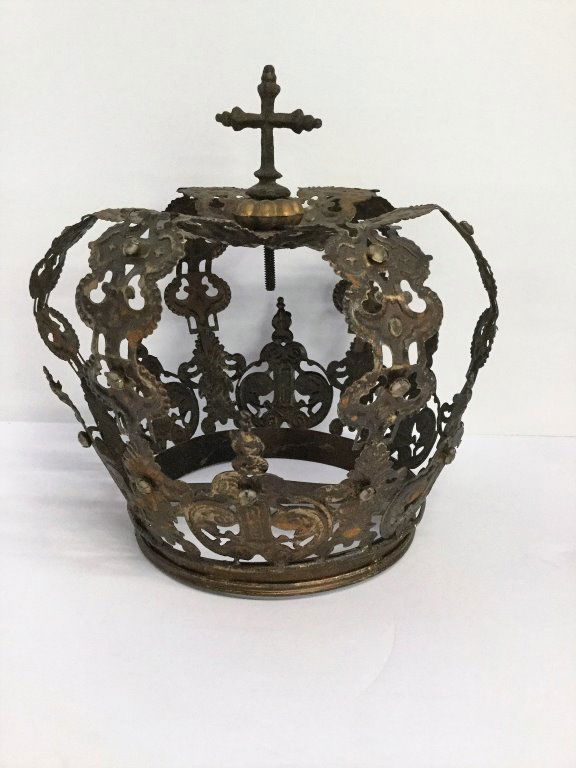 Brass Religious Crown Corona: (Keywords Search): Eames, Noguchi, Nakashima, Crespi, Maison Jansen, Karl Springer, Tommi Parzinger, Billy Haines, Dorothy Draper, Charles Hollis Jones, Hollywood Regency, Mid Century Modern,