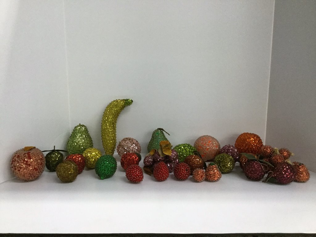 Collection Sequinned Fruit: (Keywords Search): Eames, Noguchi, Nakashima, Crespi, Maison Jansen, Karl Springer, Tommi Parzinger, Billy Haines, Dorothy Draper, Charles Hollis Jones, Hollywood Regency, Mid Century Modern,