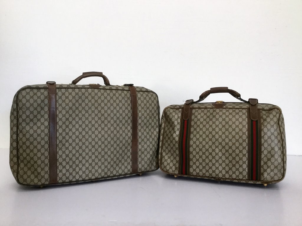 Gucci Large Brown Suitcases: (Keywords Search): Hermes, Gucci, Vuitton, Goyard