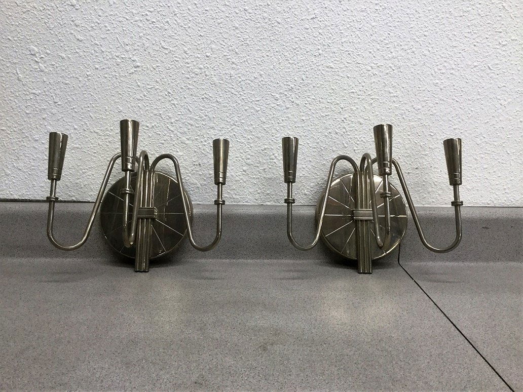 Tommi Parzinger Nickel Plated Sconces (1 of 7)