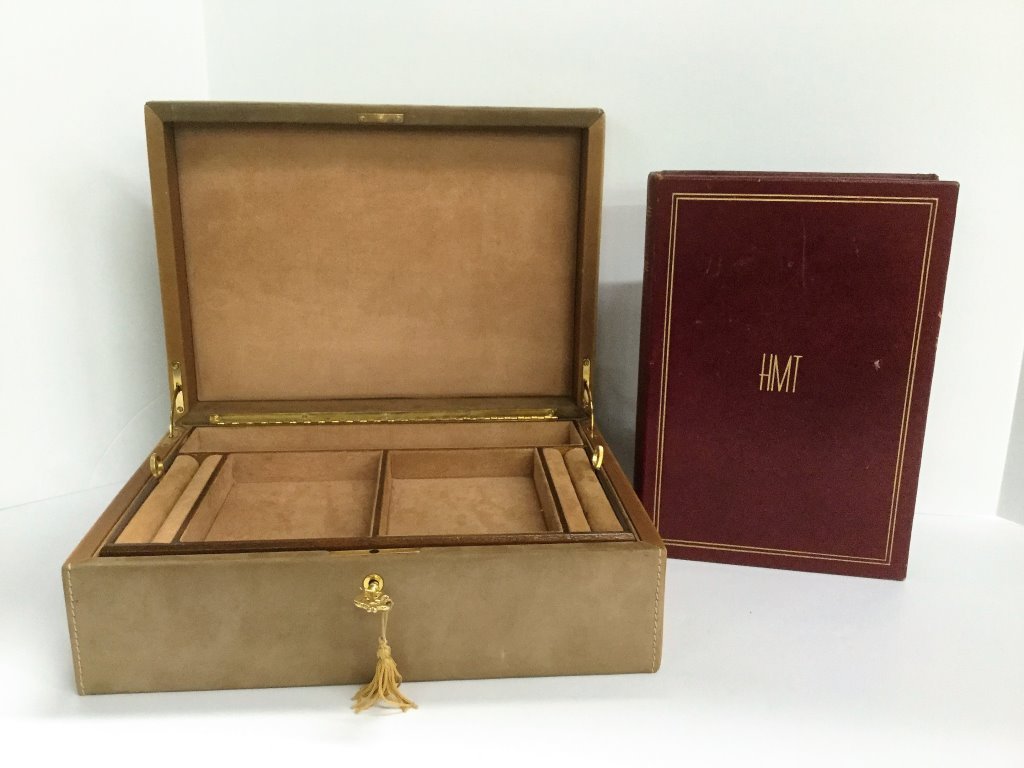 Marc Cross Leather Book Light and Suede Jewelry Chest (1 of 9)