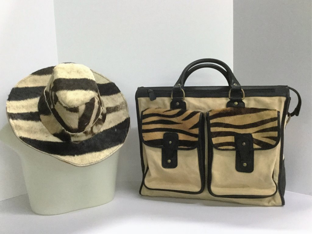 Baretta Zebra Skin Hat and Zebra Trim Bag (1 of 8)