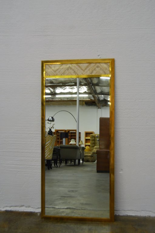 Brass & Travertine Mirror (1 of 4)