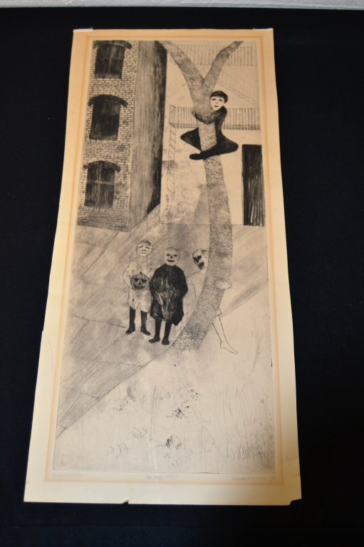 Leonard Baskin "Halloween" Pencil Signed: (Keywords: Nakashima, Saarinen, Knoll, Eames, Art Deco, Frankl, Bertoia, Paul McCobb, Parzinger, Paul Evans, Hans Wegner, Charles Hollis Jones)