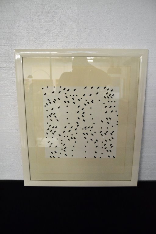 Larry Poons Signed Print: Framed 26.75" X 30.75" Print size 16" Square(Keywords: Nakashima, Saarinen, Knoll, Eames, Art Deco, Frankl, Bertoia, Paul McCobb, Parzinger, Paul Evans, Hans Wegner, Charles Hollis Jones)