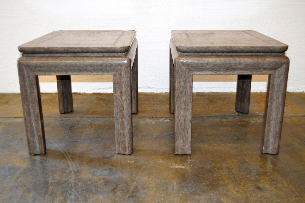 Karl Springer Style Snake Skin End Tables (1 of 3)