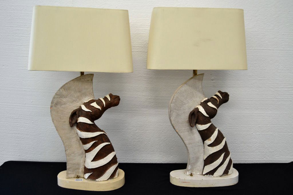 Large Signed Ceramic Zebra Lamps (1 of 6)