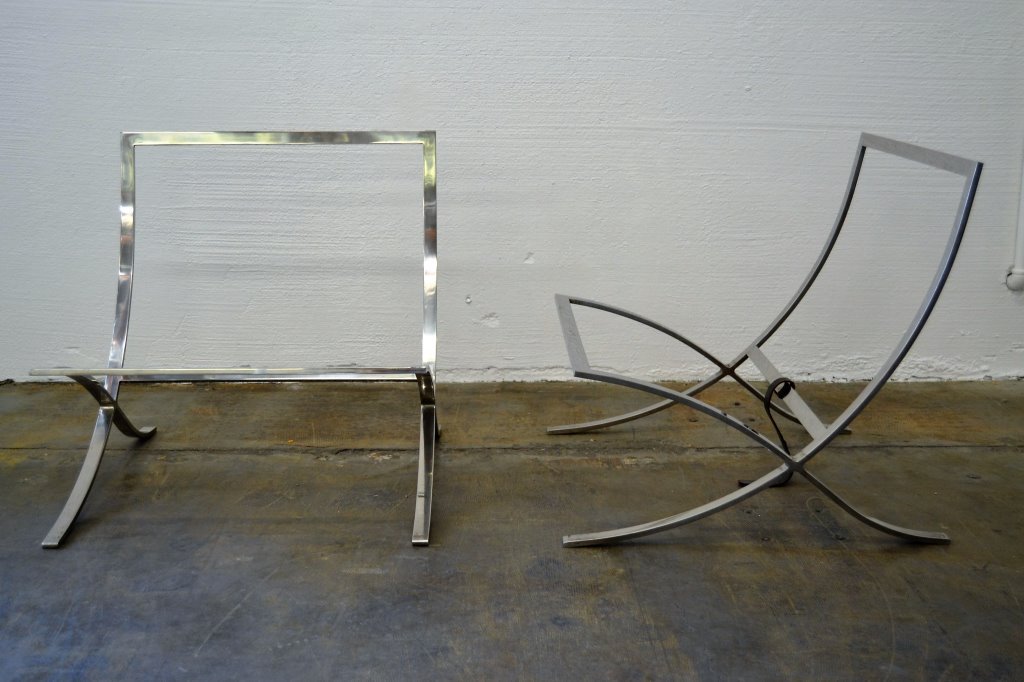 Mies Van Der Rohe for Knoll Barcelona Chair Frames: Frames only. Signed.
