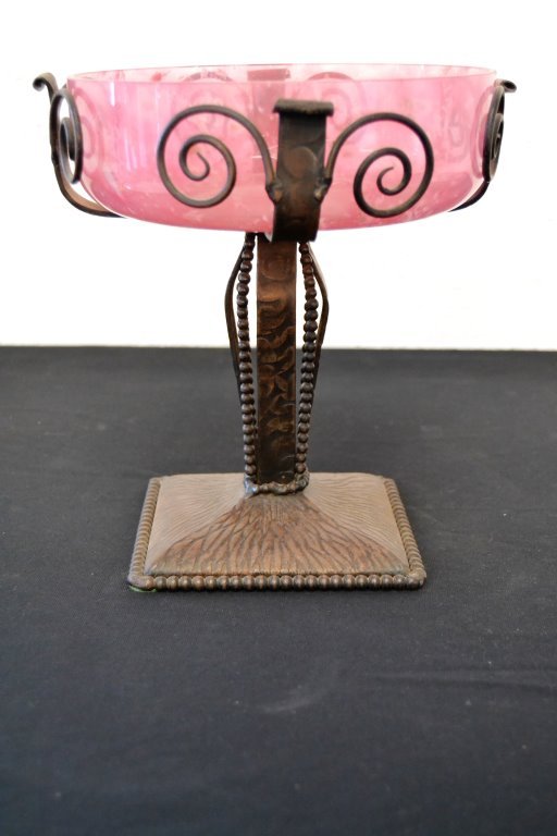 Schneider Glass Compote in Fer Forge Frame (1 of 2)