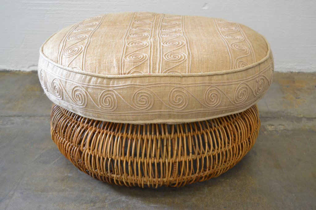 Michael Taylor Custom Wicker Pouf (1 of 2)