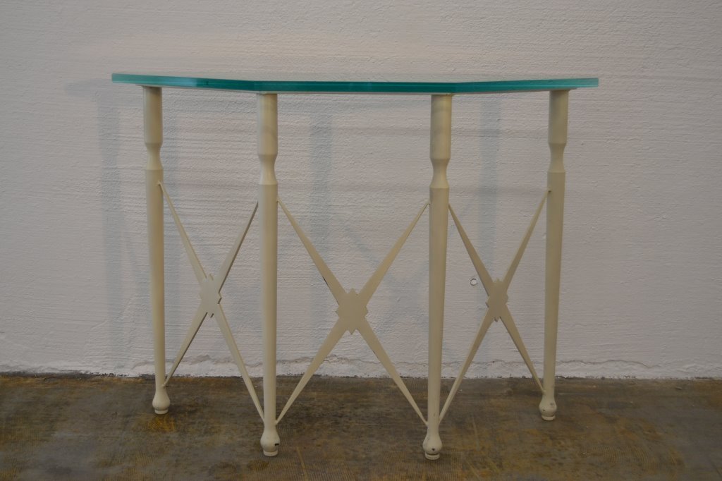 French Iron Demilune Table with Glass Top (1 of 3)
