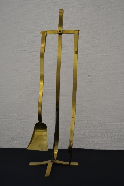 French Modernist Brass Fireplace Tools (1 of 3)