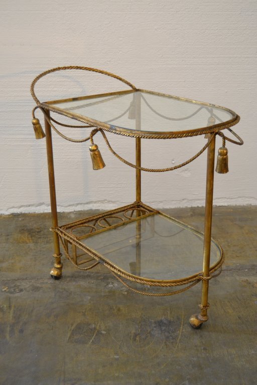 Italian Gold Bar Cart: 32" Depth 16.5" Width 28.5" Height