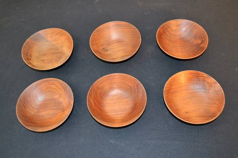 Arthur "Espenet" Carpenter Set of Six Wood Bowls Signed: 5.75" round 1.75" Height