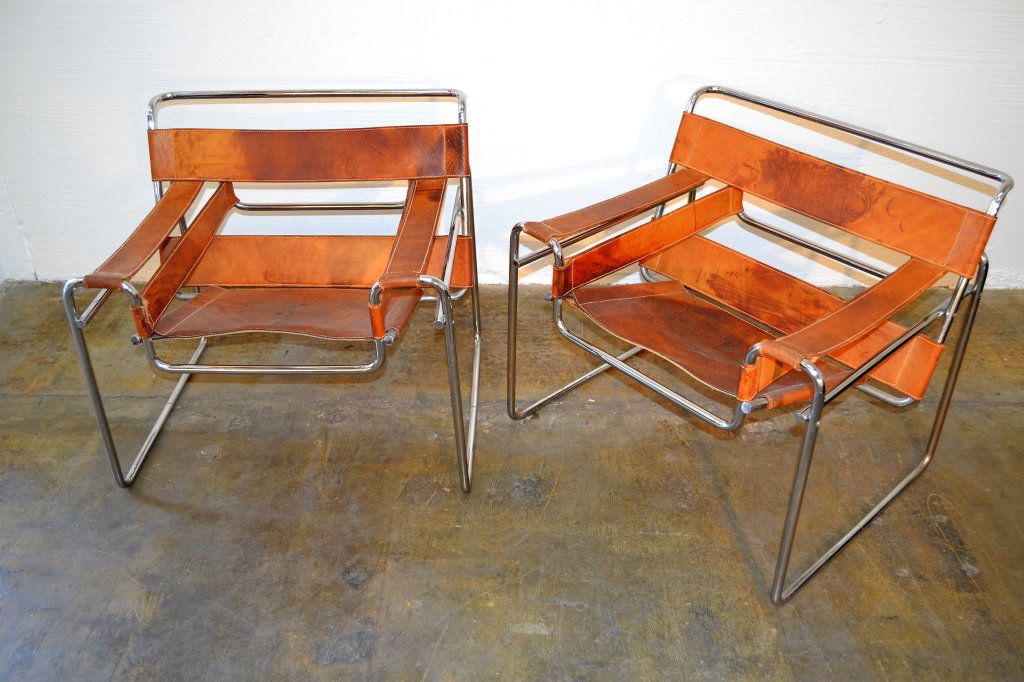 Marcel Breuer Wassily Chairs In Great Leather: Heiught 28.5" Width 29" Depth 27"
