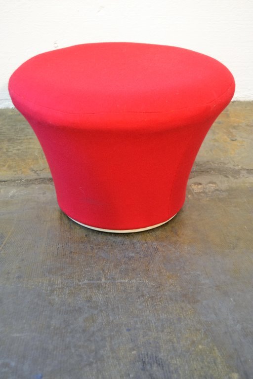 Pierre Paulin Floor Stool in Red Fabric (1 of 3)