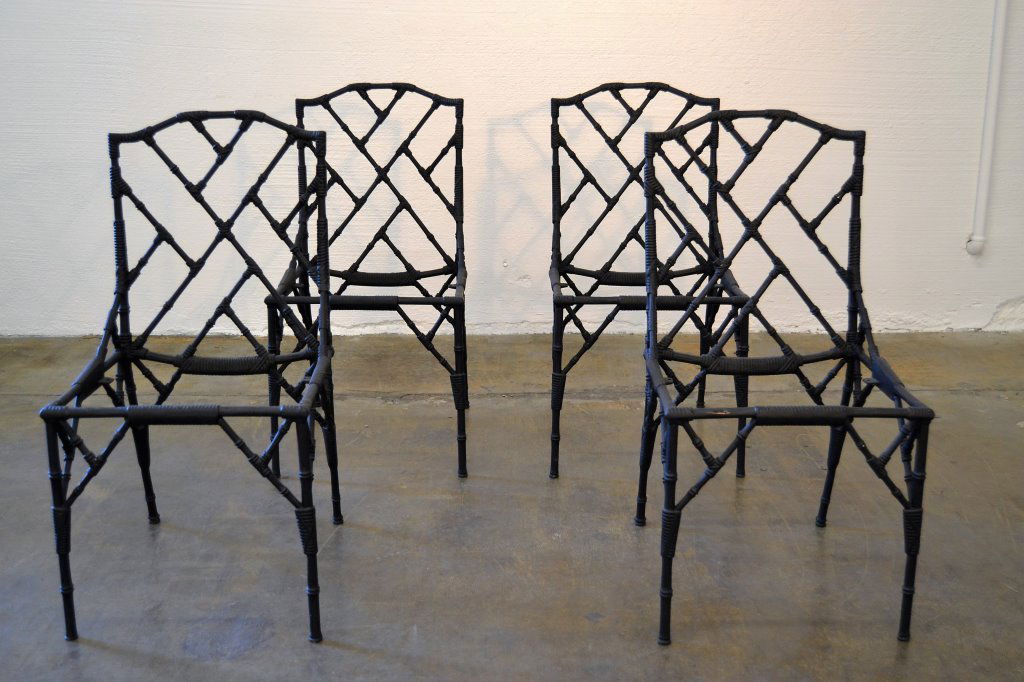 Six Faux Bamboo Outdoor Garden Chairs (1 of 3)