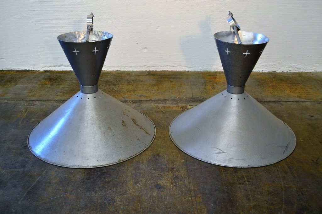 French Mid Century Large Metal Conical Chandeliers (1 of 6)