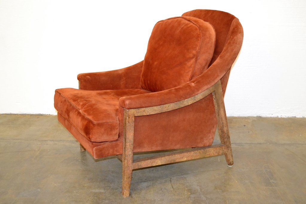 Dunbar Lounge Chair: SUEDE FABRIC 38D 30W 34.5H: Including: Nakashima, Saarinen, Knoll, Eames, Art Deco, Frankl, Bertoia, Paul McCobb, Tommi Parzinger, Paul Evans, Hans Wegner, Charles Hollis Jones, Gucci, Vuitton, Rolex)