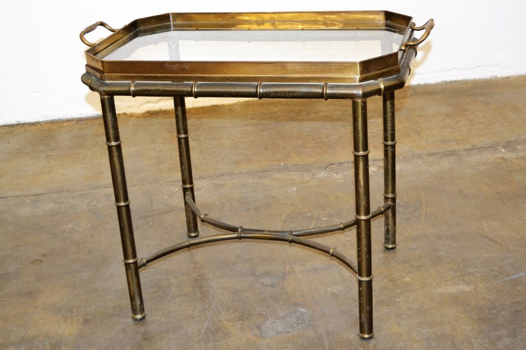 Faux Bamboo Table with Serving Tray Top (1 of 5)